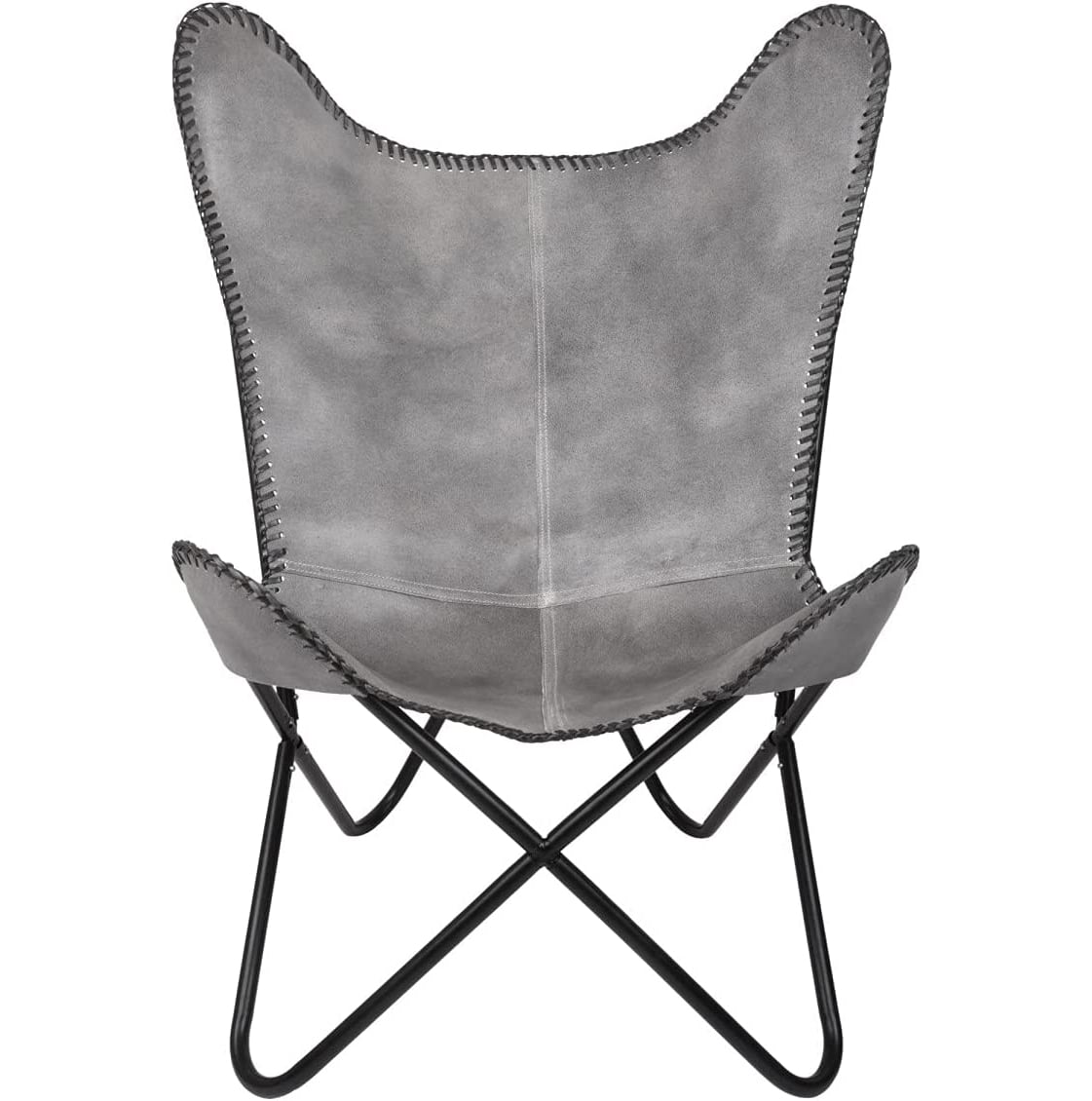 Gray Leather Butterfly Chair