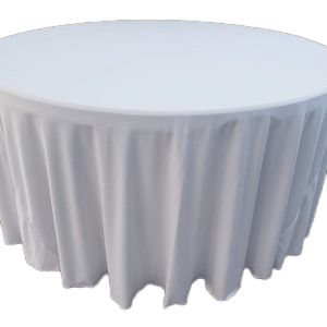 120 Round Poly White Linens