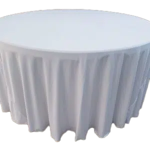 120 Round Poly White Linens