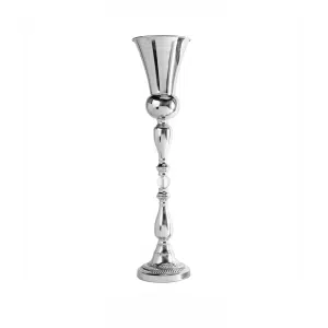 Tall Silver Trumpet Vase