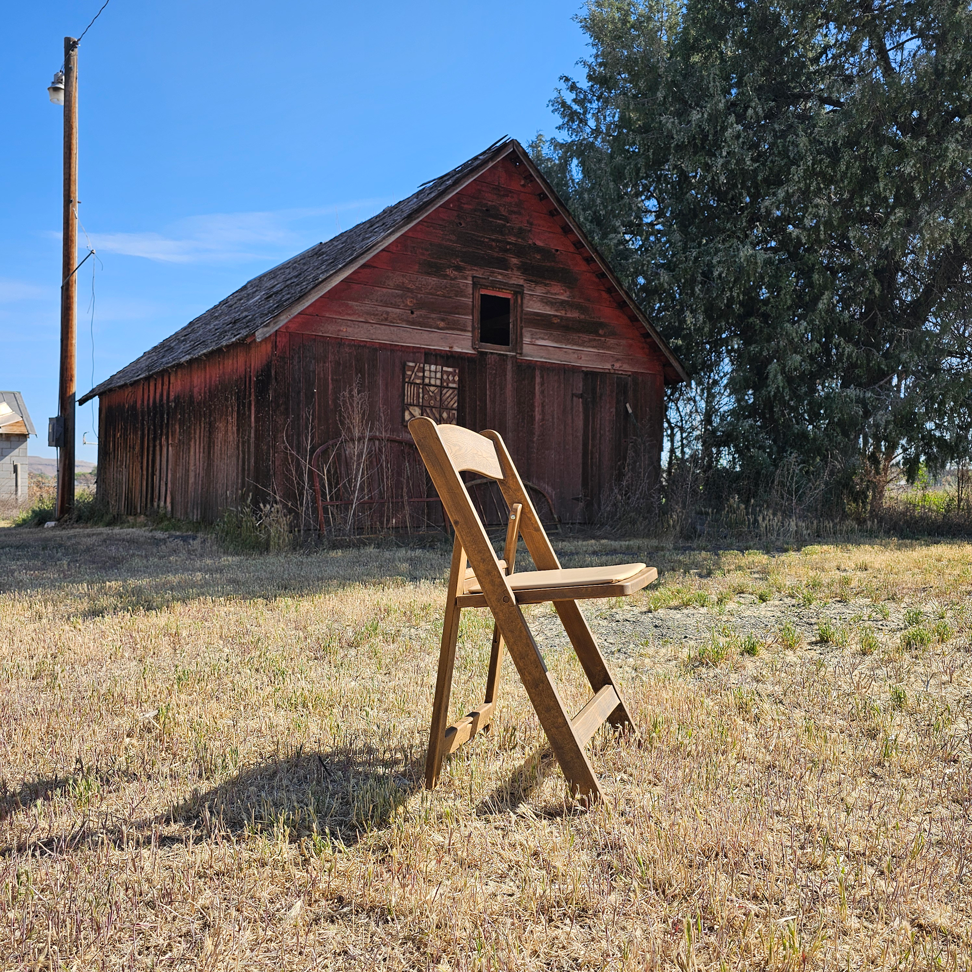Faux Natural Wood Folding Chair - Image 3