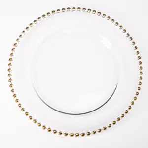 Clear Glass Gold Beaded Chargers