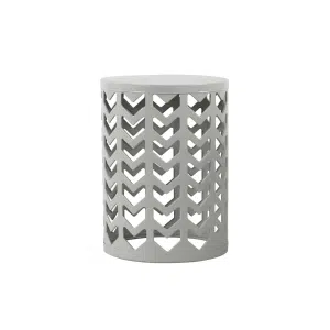 White Chevron Metal Accent Table
