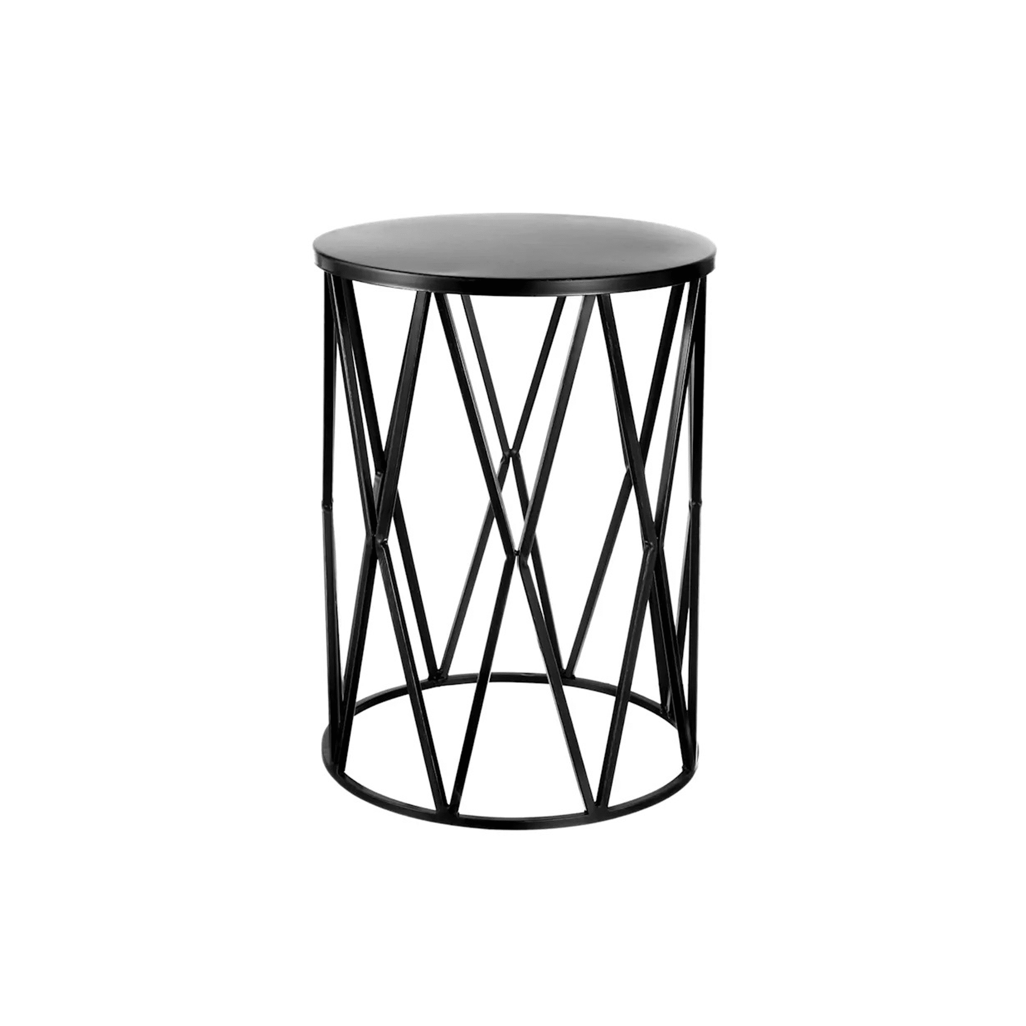 Black Geometric Metal Accent Table