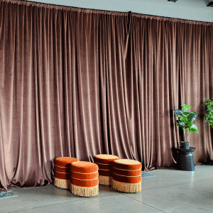 12' Brown Velour Drapes