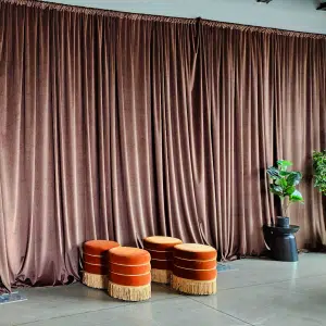 12' Brown Velour Drapes
